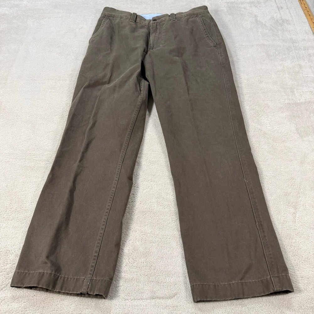 Cremieux Classics Tony Chino Pants Mens 33x30 Olive Brown Cotton Straight Leg